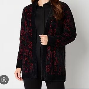 Liz Claiborne Women's Black and Red Cardigan